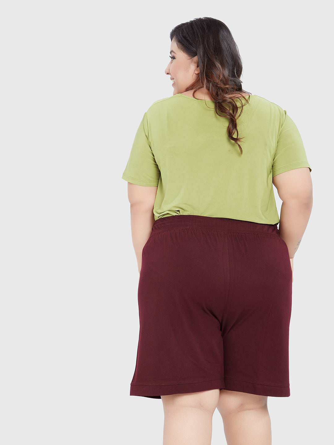 Women Wine Regular Fit Cotton Shorts