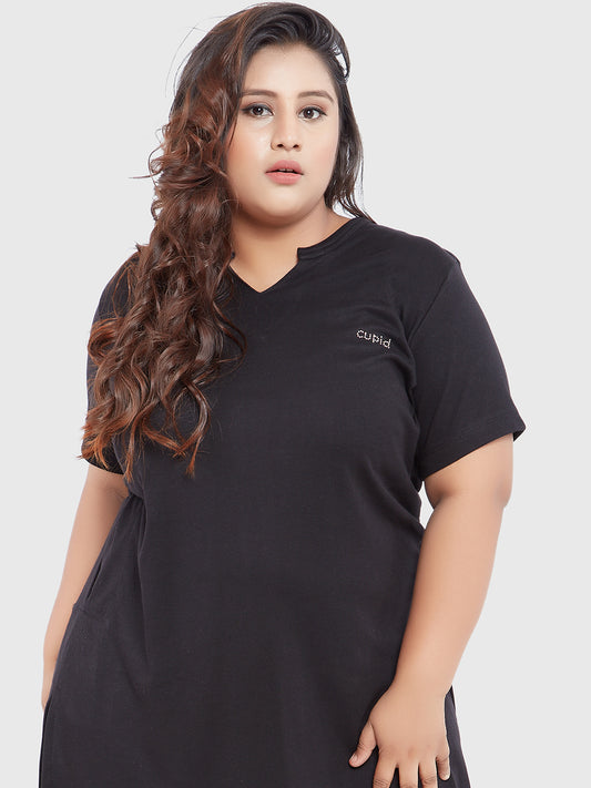 Long Line Black Top For Women