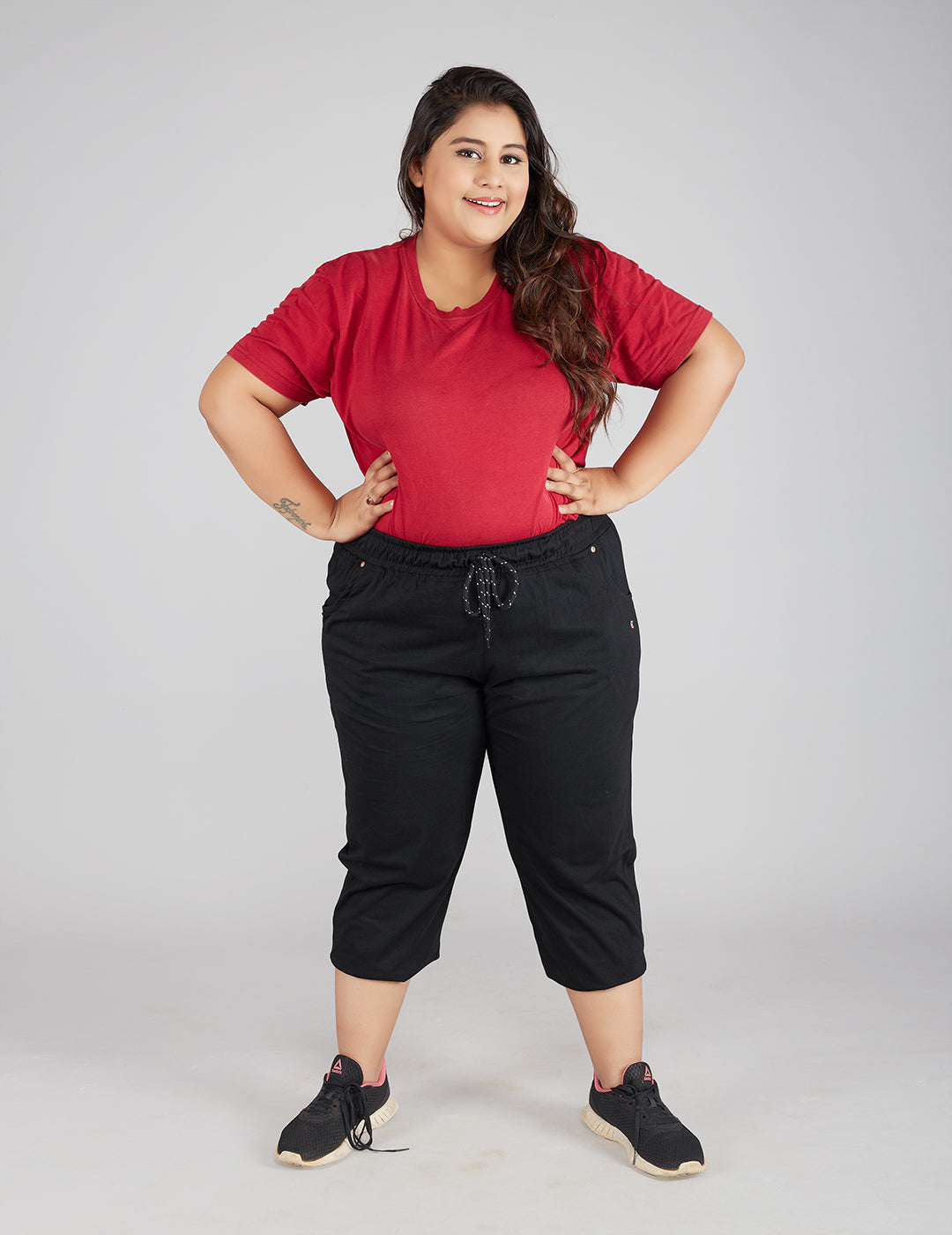 Buy Black Cotton Half Capris For Women online