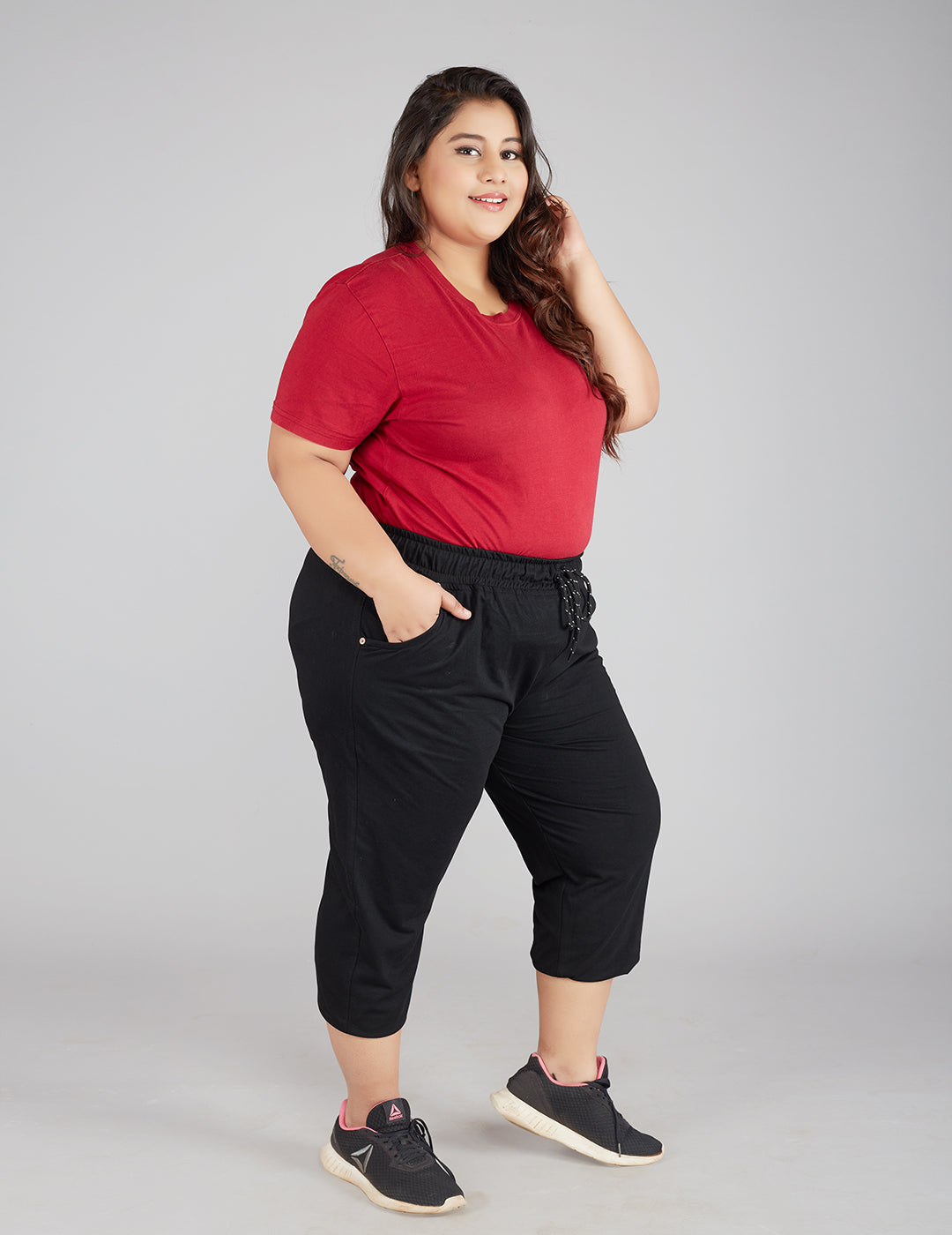 Buy Black Cotton Half Capris For Women online