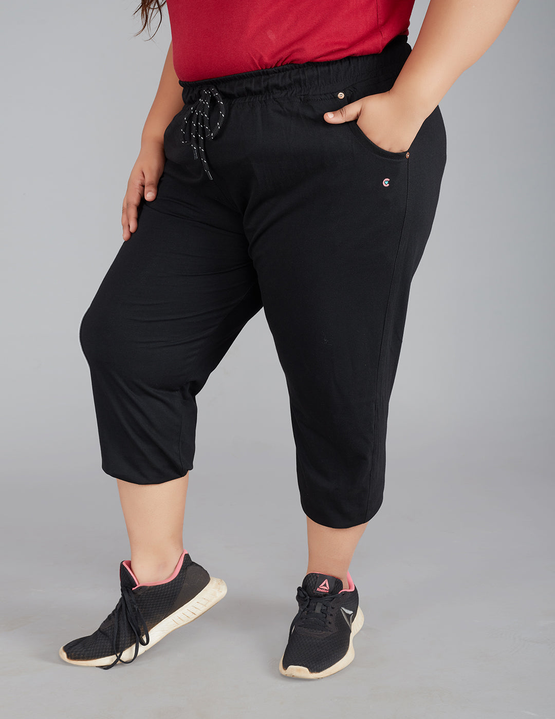 Buy Black Cotton Half Capris For Women online