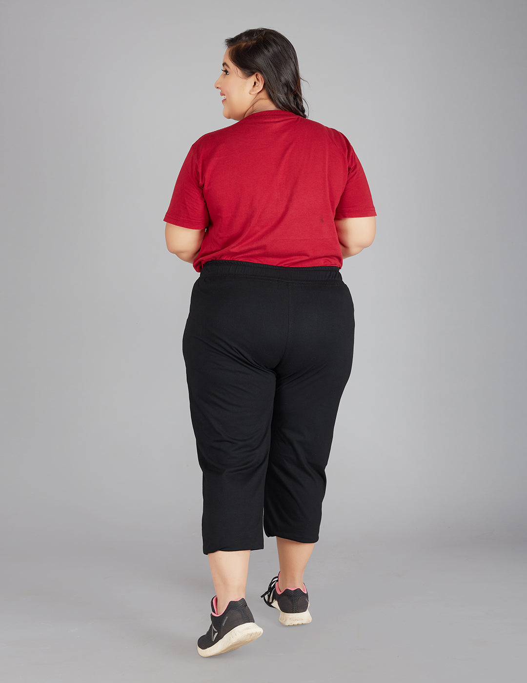 Buy Black Cotton Half Capris For Women online