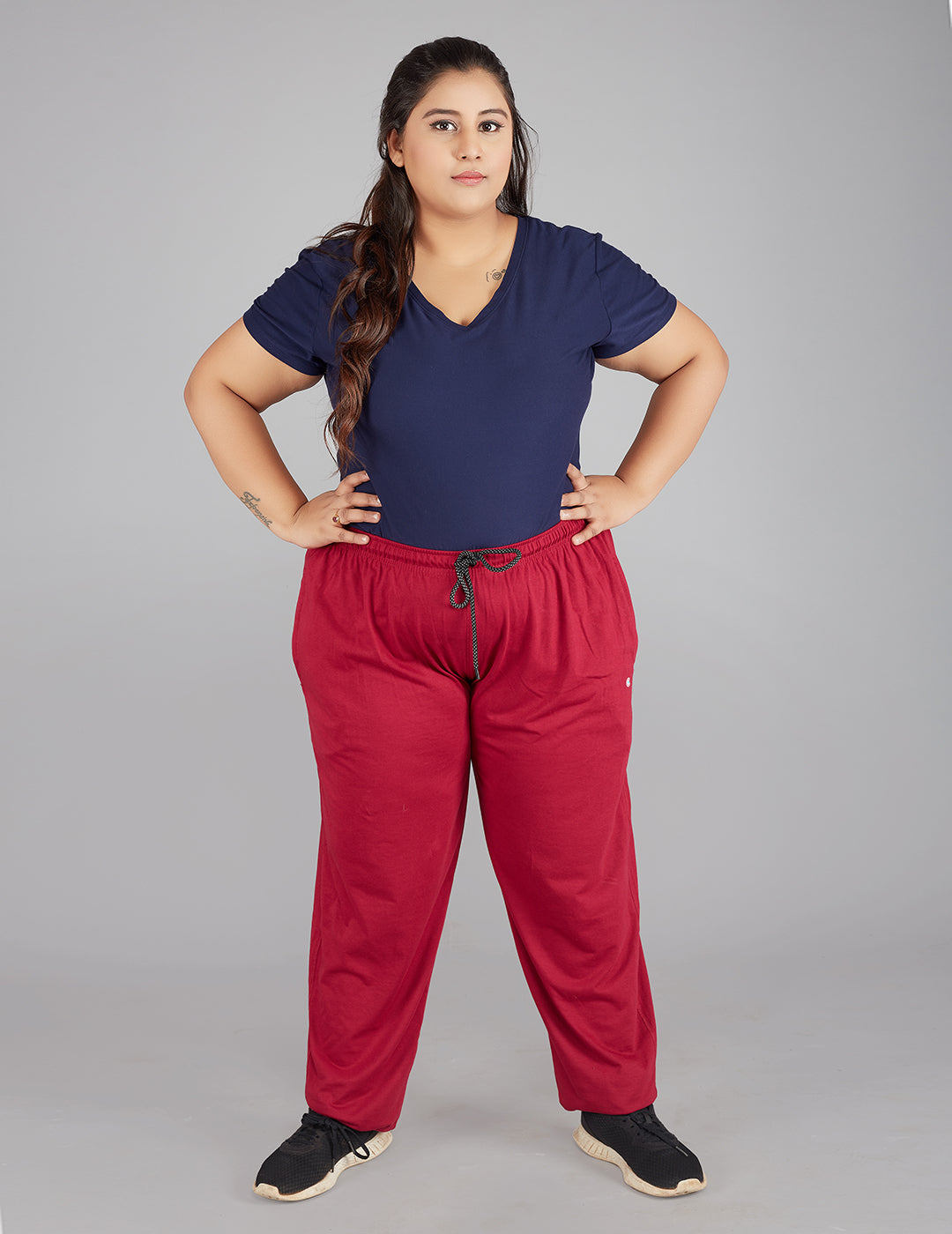 Stylish Plum Cotton Track Pants For Women Online In India