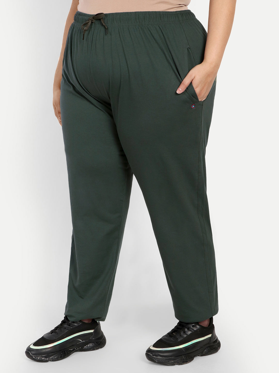 Women's Solid Plus Size Sports Track Pants