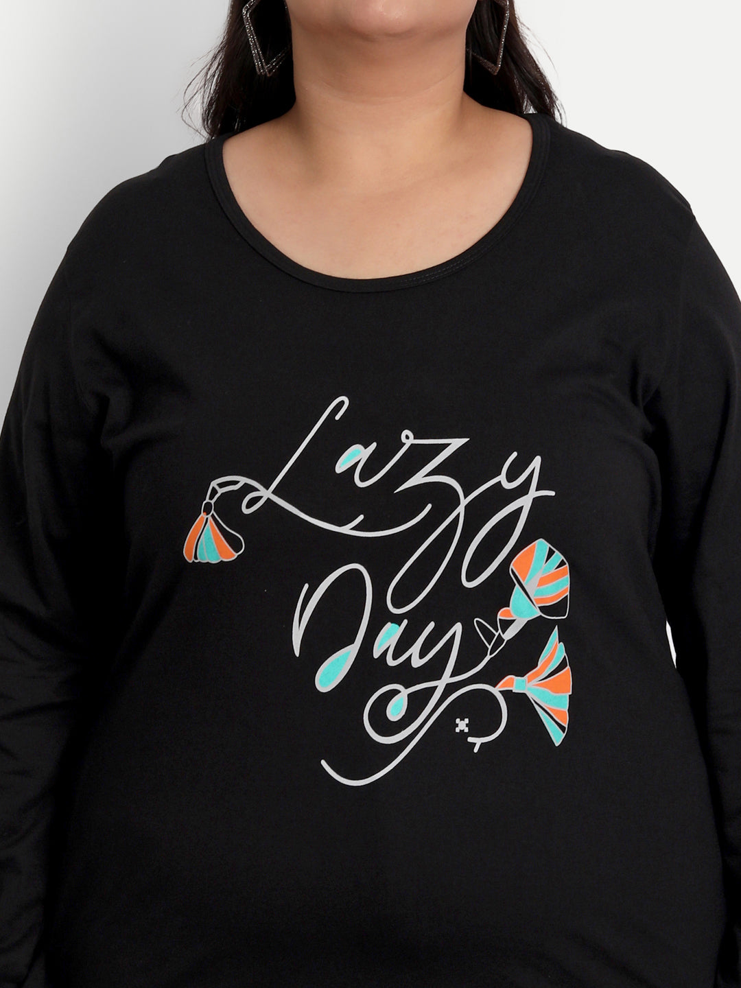 Buy Black Cotton Full Sleeve Long Tops For Women Online
