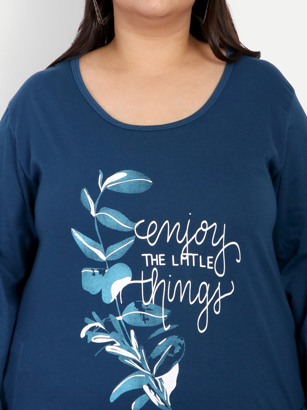 Buy Blue Cotton Full Sleeve Long Top For Women Online