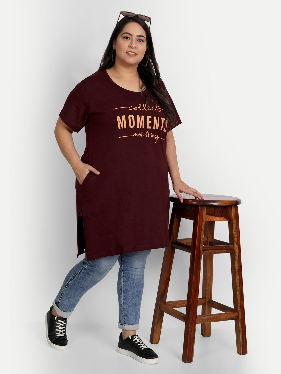 Half Sleeves Long T-Shirt For Women