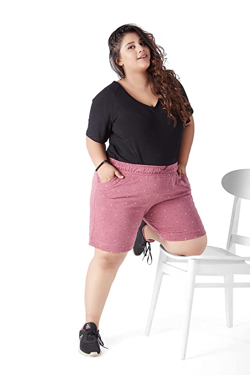 Printed Cotton Plus Size Bermuda Shorts for Women