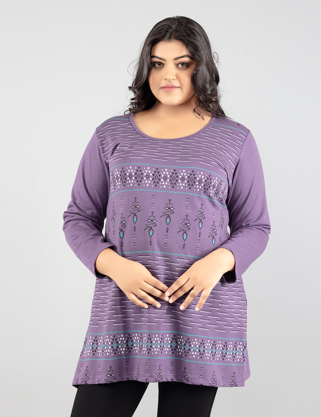 Buy Comfortable Full Sleeves Plus Size Print Cotton Long Top For Women In  Lavender Online In India - Cupidclothings – Cupid Clothings