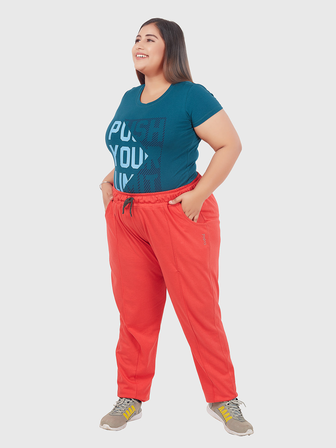Buy Stylish Coral Red Cotton Lounge Pants For Women Online In