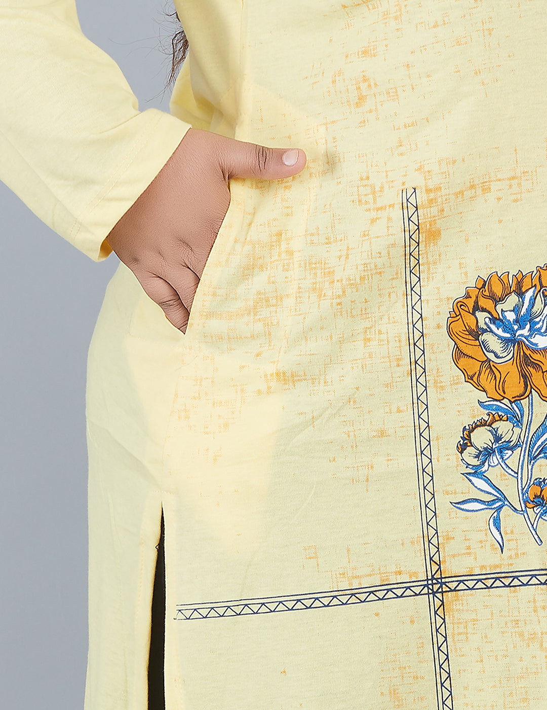 Cotton Long Top for Women Plus Size - Full Sleeves - Yellow At Best Prices
