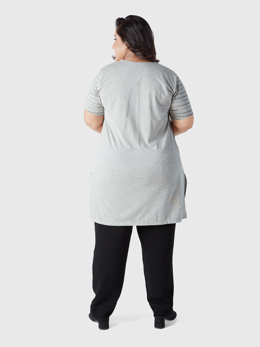 Buy Printed Long Tops For Women In Half Sleeves- Grey