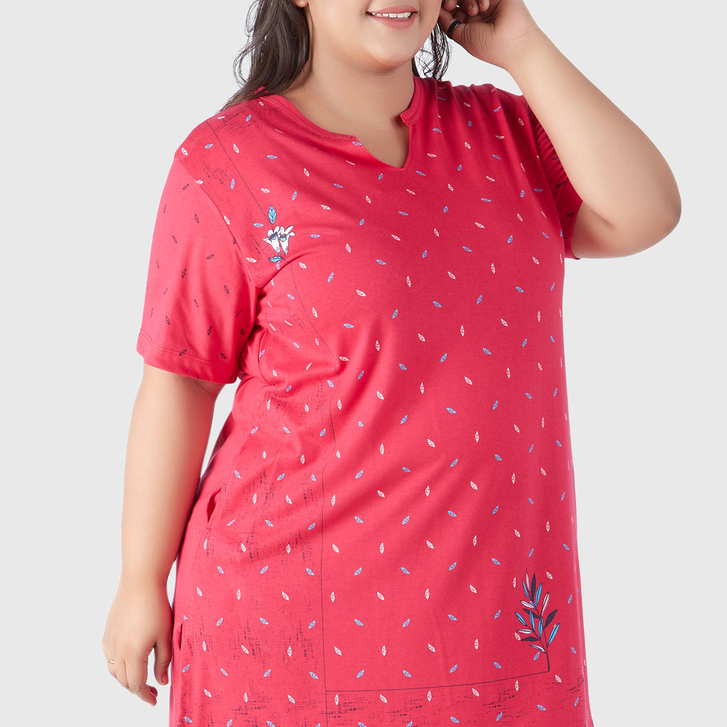 Plus Size Printed Long Tops For Women Half Sleeves