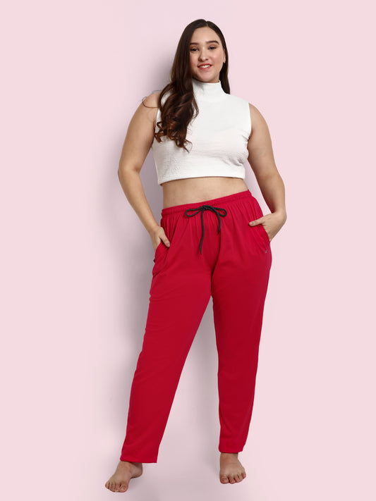 Comfy Pink Cotton Track Pants For Women At Best Prices