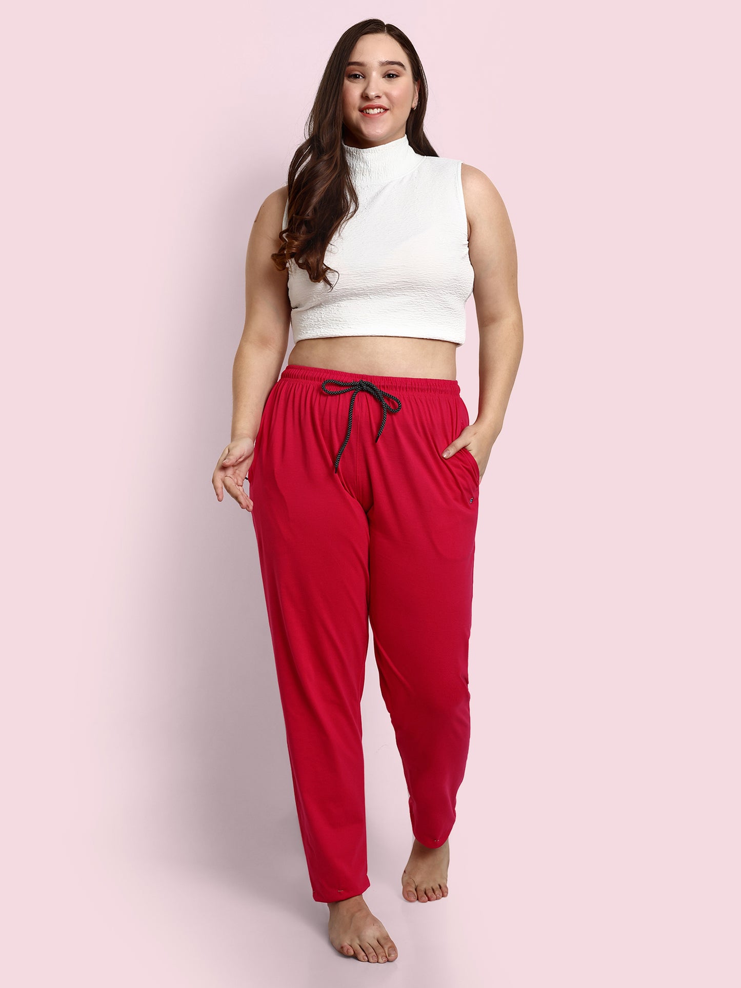 Comfy Pink Cotton Track Pants For Women At Best Prices