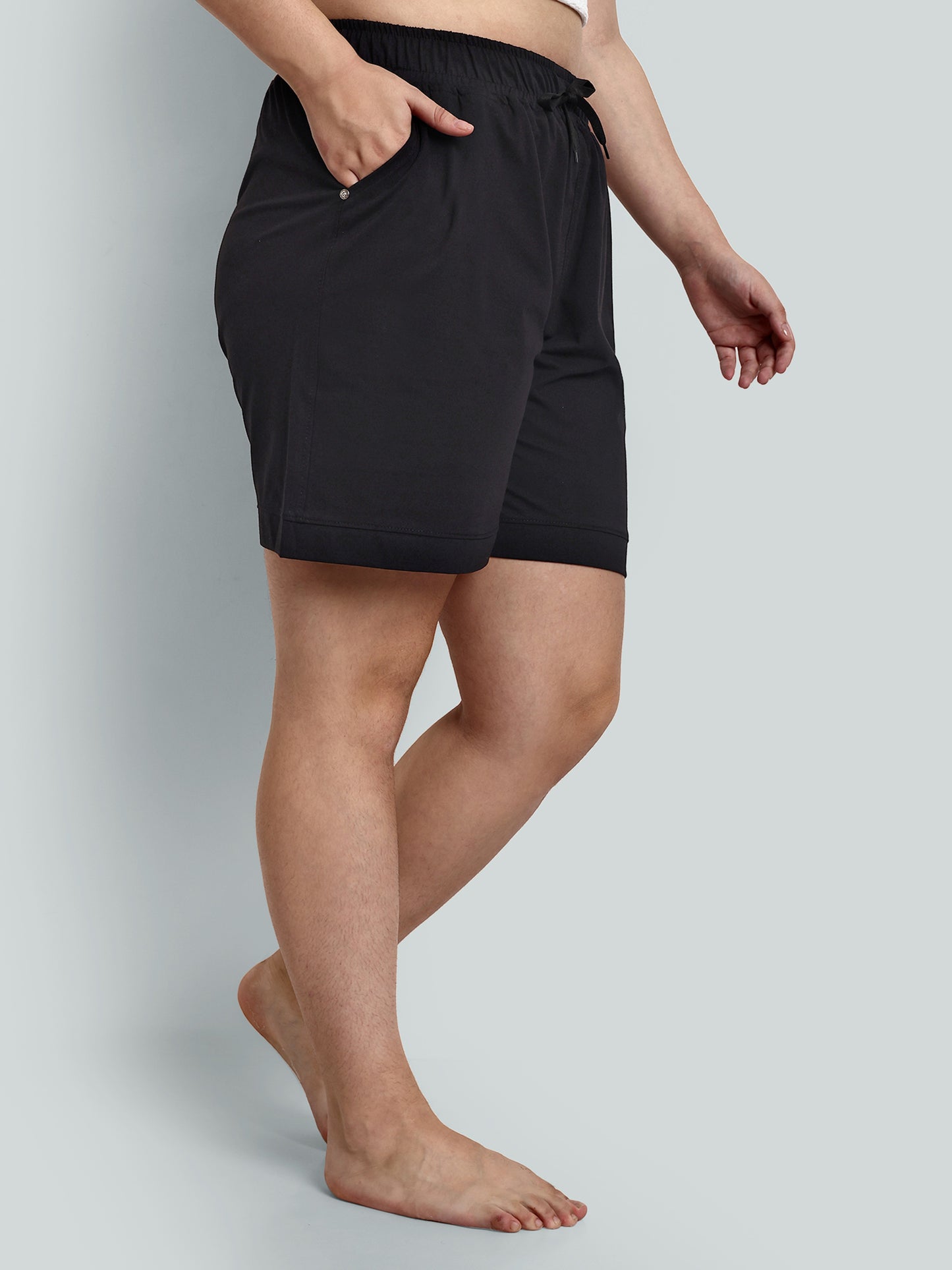 Cotton Shorts For Women - Plain Bermuda - Black