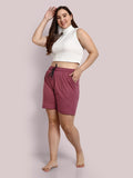 Women's Mauve Regular Fit Cotton Shorts