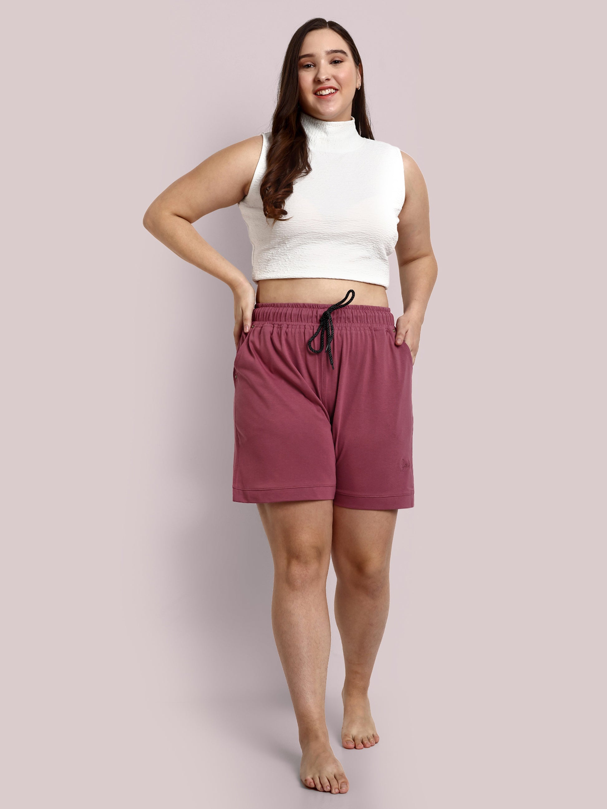 Cotton Shorts For Women - Plain Bermuda - Olive Green