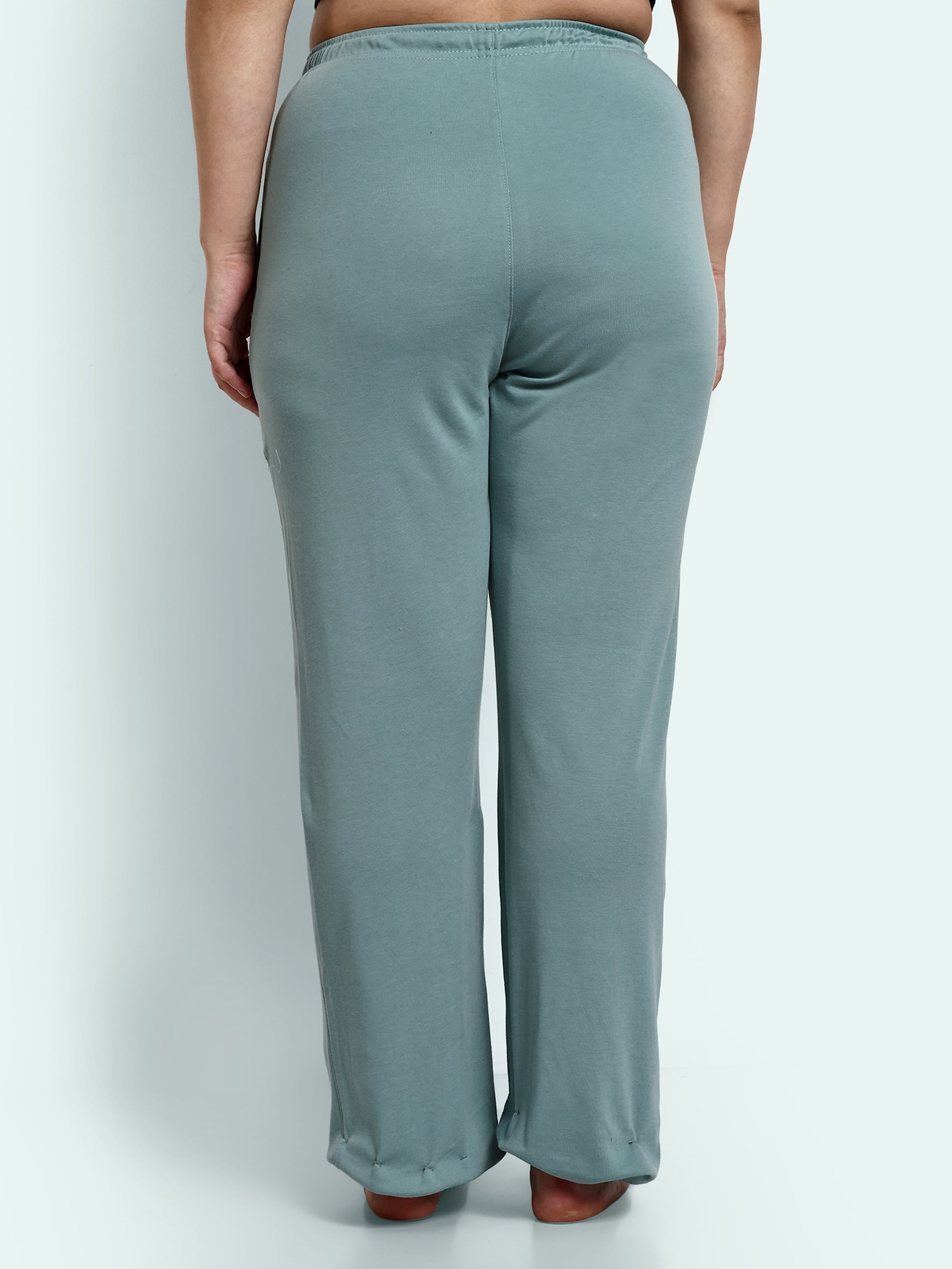 Comfortable High Waist Cotton Flared Pants For Women in Sage online at best prices