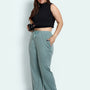 High Rise Cotton Straight Sage Trackpants(Available in Plus Size)