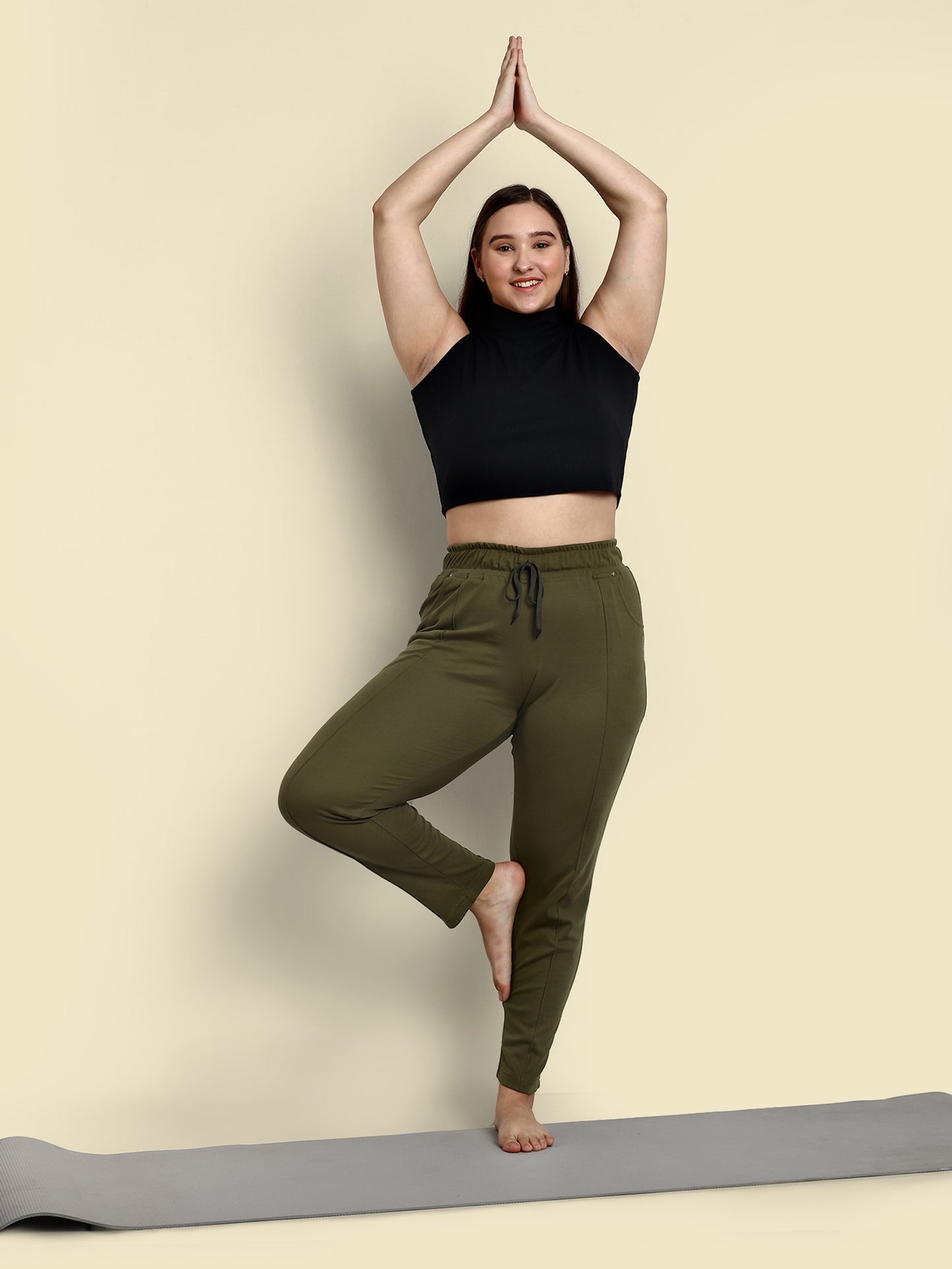Cotton Track Pants - Relaxed Fit Lounge Pants - Olive Green
