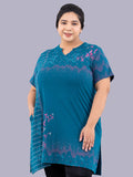 Stylish Blue Printed Long Top(Half Sleeves) For Women online in India