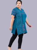 Stylish Blue Printed Long Top(Half Sleeves) For Women online in India
