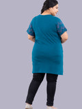 Stylish Blue Printed Long Top(Half Sleeves) For Women online in India