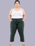 Cotton Capris For Women - Half Capri Pants - Bottle Green