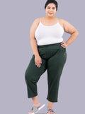 Cotton Capris For Women - Half Capri Pants - Bottle Green