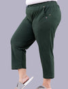 Cotton Capris For Women - Half Capri Pants - Bottle Green