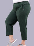 Cotton Capris For Women - Half Capri Pants - Bottle Green