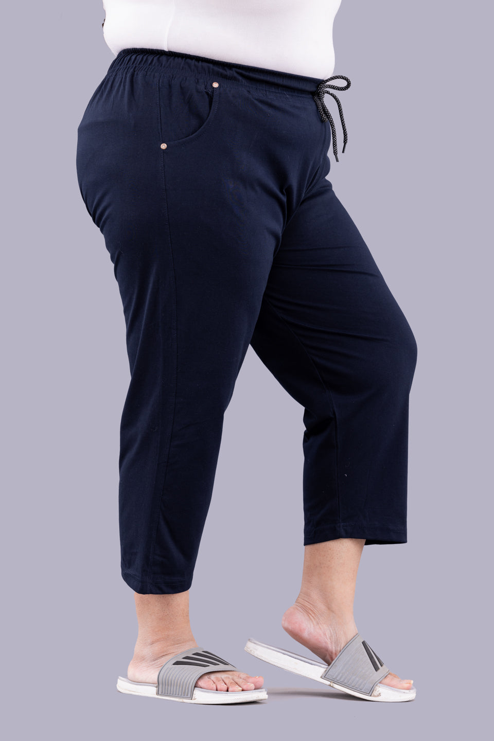 Cotton Capris For Women - Half Capri Pants - Navy Blue