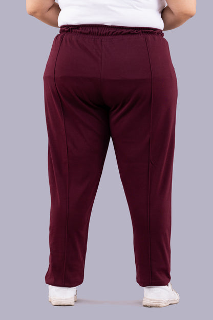 Cotton Track Pants - Relaxed Fit Lounge Pants - Wine