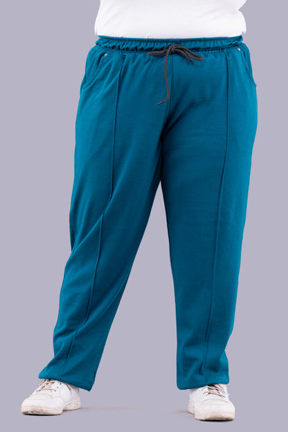 Cotton Track Pants - Relaxed Fit Lounge Pants - Teal Blue