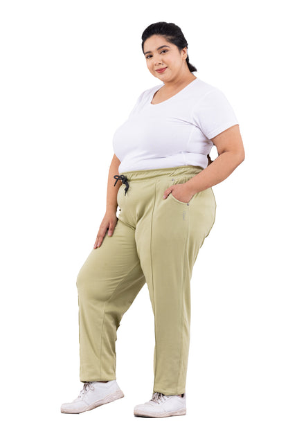 Comfy Green Relaxed Fit Cotton Trackpants for Women online in India at best prices