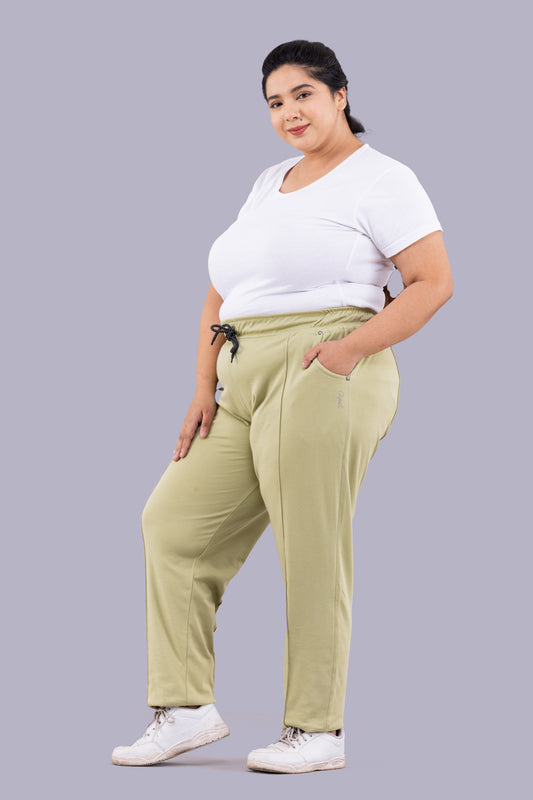 Comfy Green Relaxed Fit Cotton Trackpants for Women online in India at best prices