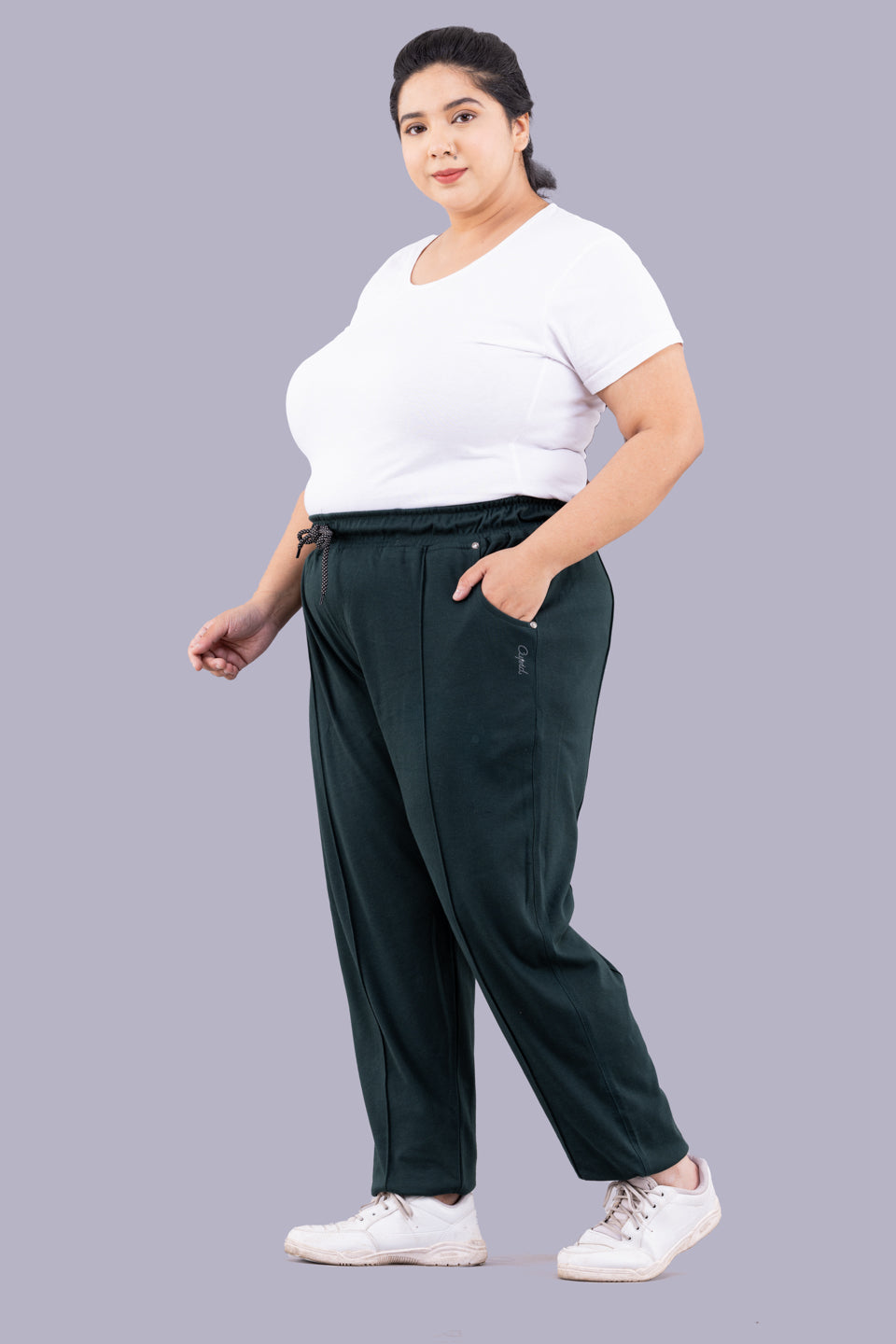 Comfy Bottle Green Relaxed Fit Cotton Lounge pants for Women online in India at best prices