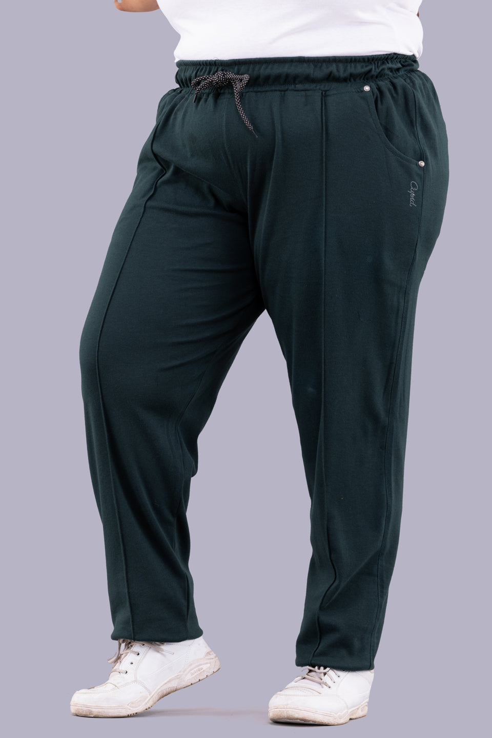 Comfy Bottle Green Relaxed Fit Cotton Lounge pants for Women online in India at best prices