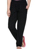 Cotton Printed Pajamas For Women Pack of 2 (Black & Pearl Grey)