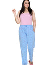 Cotton Printed Night Pants For Women -Sky Blue
