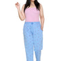 Cotton Printed Night Pants For Women -Sky Blue