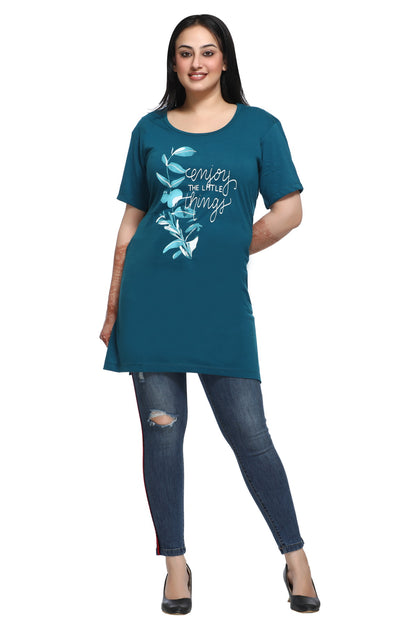 Plus Size Long T-shirts For Women - Half Sleeve - Pack of 2 (Teal Blue & Blush Pink)