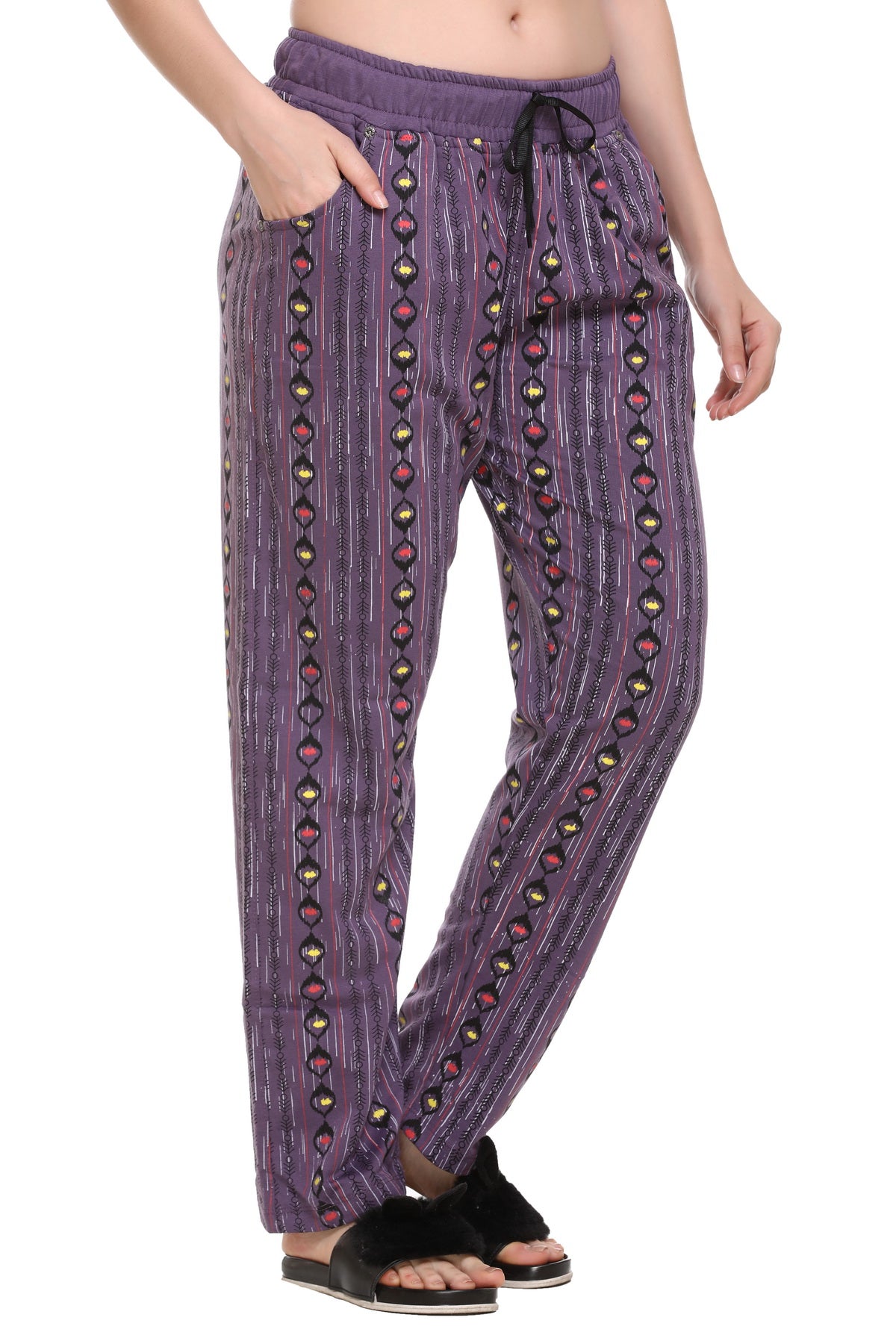 Stylish Lavender Print Cotton Lounge Pants For Women Online In India