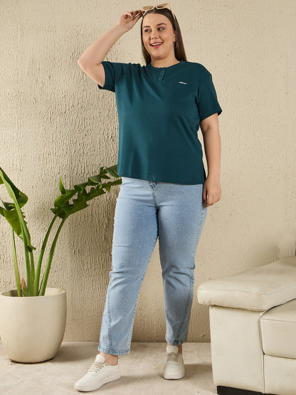 Cotton Casual T-shirts For Summers-Bottle Green