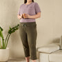 Plus Size Capris For Women - Cotton Capri Pants - Olive Green