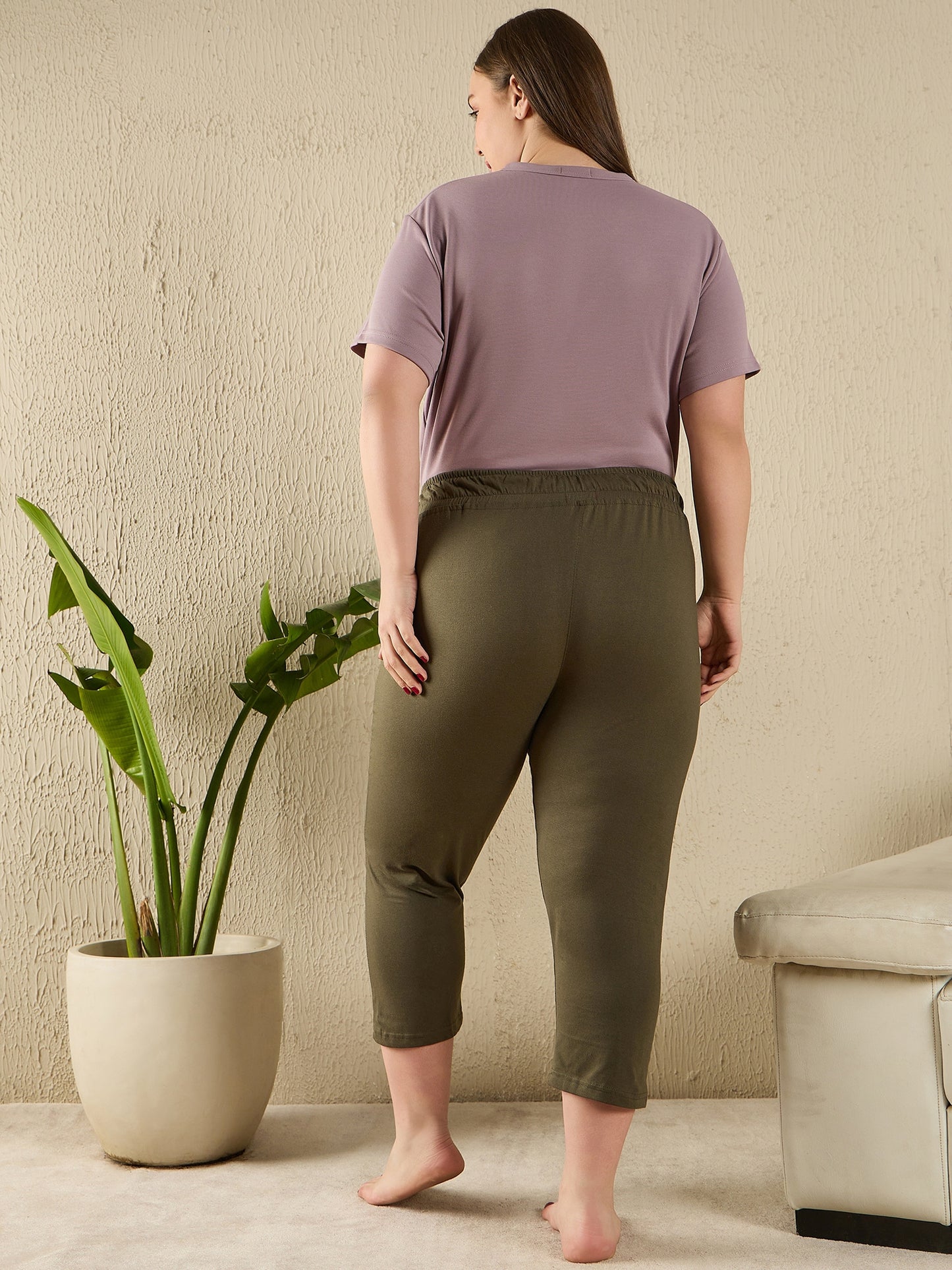Cotton Capris For Women - Half Pants Pack of 2 (Olive & Pink)