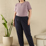 All Day - Night Printed Cotton Pajamas For Women - Navy Blue