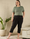 Cotton Capris For Women - Half Capri Pants - Black