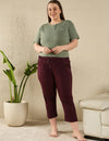 Cotton Capris For Women - Half Capri Pants - Wine